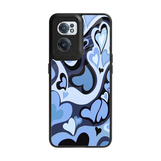 Y2K Blue Meltdown Hearts back phone cover | glass case for oneplus nord ce 2