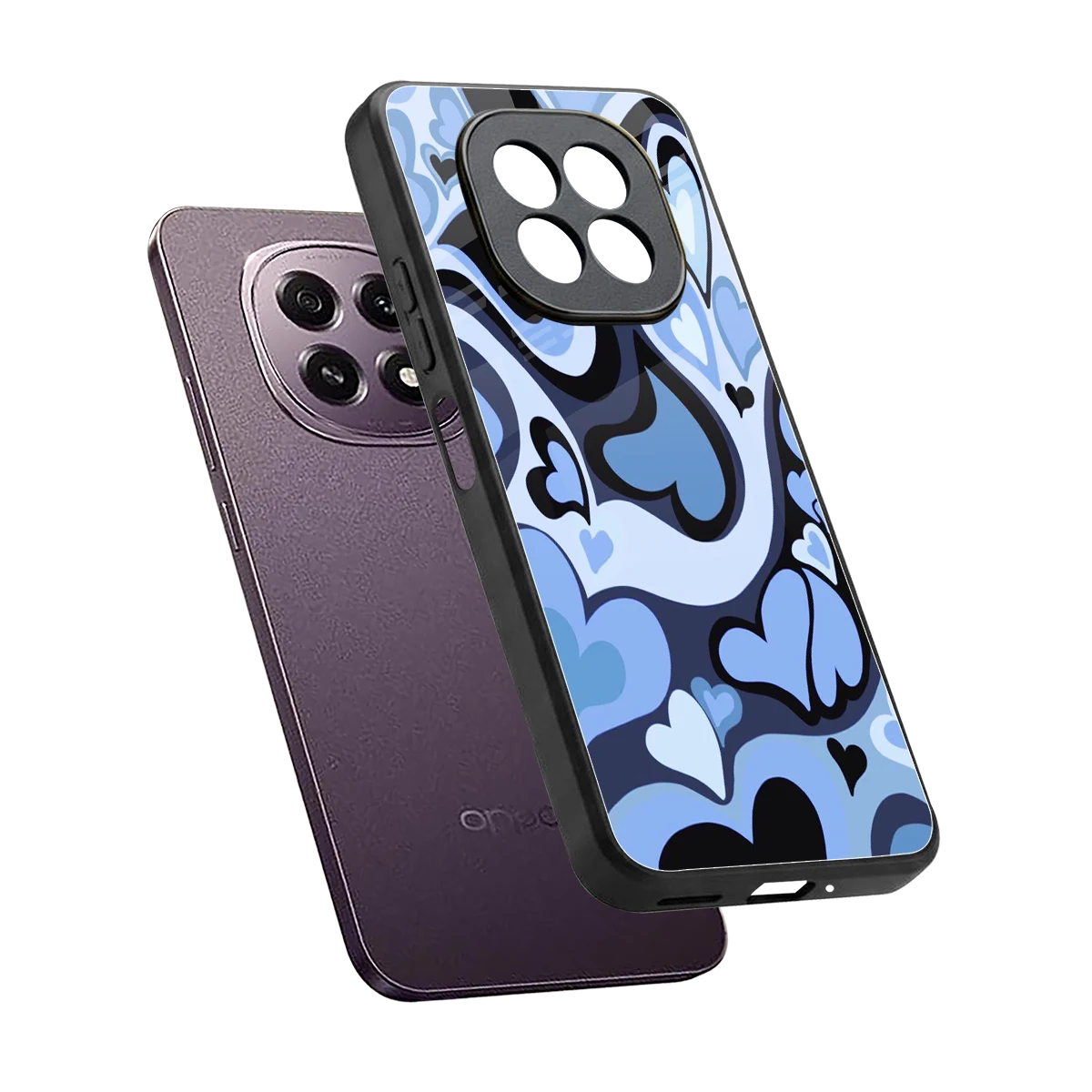 Y2K Blue Meltdown Hearts sleek oppo f29 5g cover with tempered glass back and TPU edges
