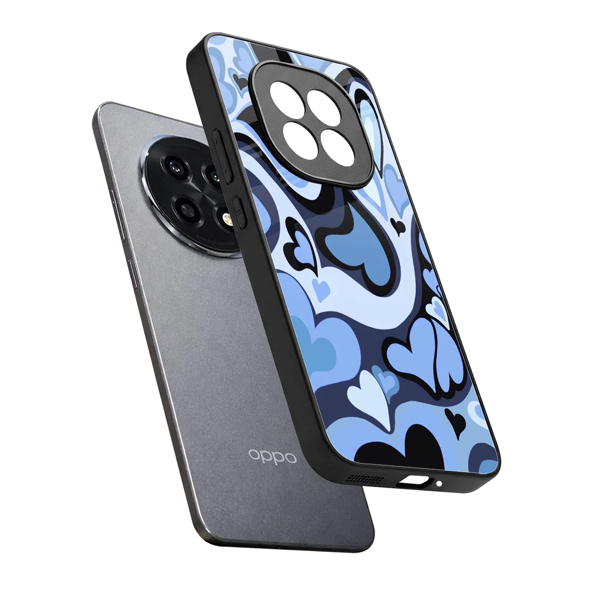 Y2K Blue Meltdown Hearts sleek oppo f29 pro 5g cover with tempered glass back and TPU edges