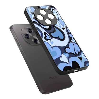 Y2K Blue Meltdown Hearts sleek oppo f31 pro 5g cover with tempered glass back and TPU edges