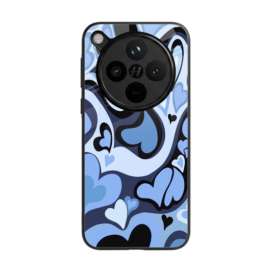 Y2K Blue Meltdown Hearts back phone cover | glass case for oppo find x8