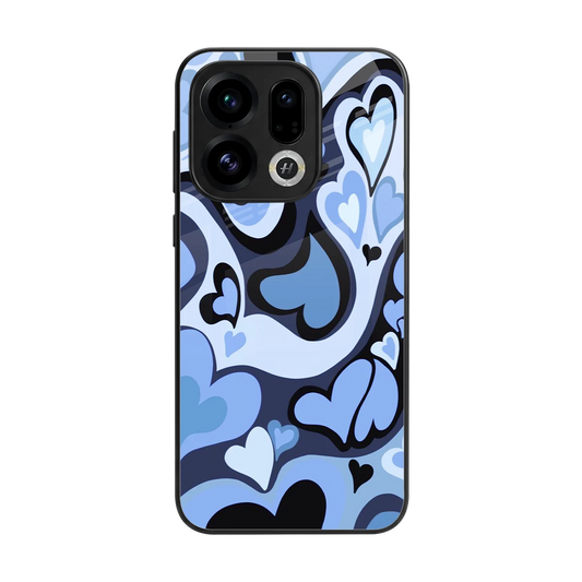 Y2K Blue Meltdown Hearts back phone cover | glass case for oppo find x9