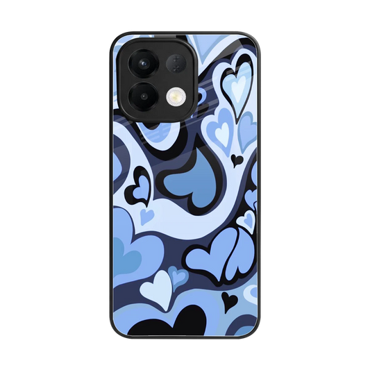 Y2K Blue Meltdown Hearts back phone cover | glass case for oppo k13 5g
