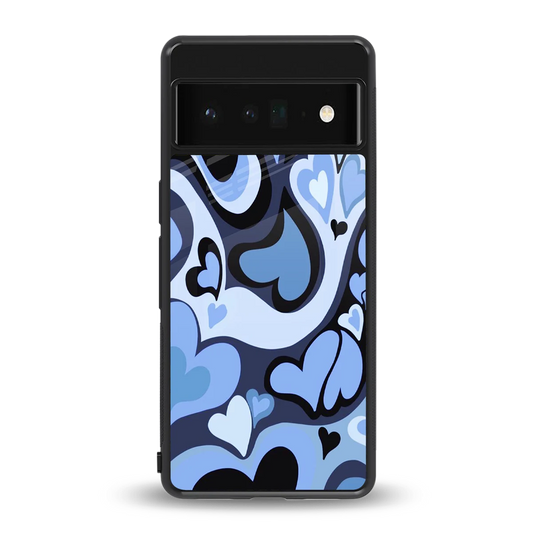 Y2K Blue Meltdown Hearts back phone cover | glass case for google pixel 6 pro