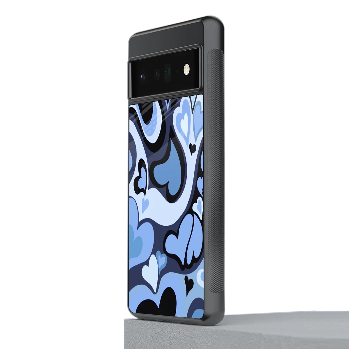 Y2K Blue Meltdown Hearts stylish phone case for google pixel 6 pro | glossy glass and slim fit