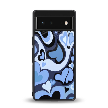 Y2K Blue Meltdown Hearts back phone cover | glass case for google pixel 6