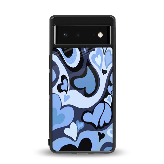 Y2K Blue Meltdown Hearts back phone cover | glass case for google pixel 6a