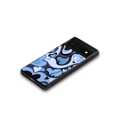 Y2K Blue Meltdown Hearts google pixel 6a mobile cover | shockproof glass phone case