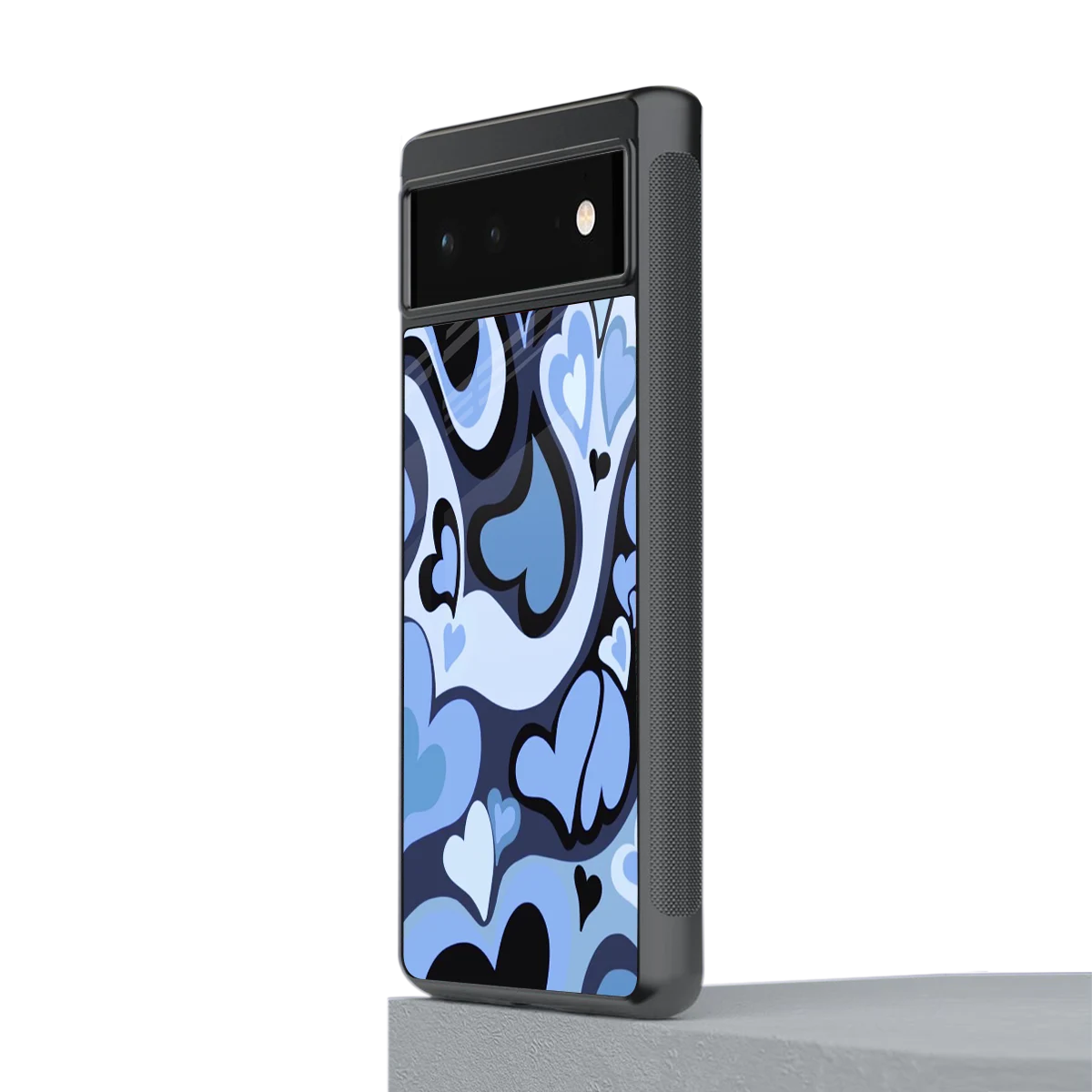 Y2K Blue Meltdown Hearts stylish phone case for google pixel 6a | glossy glass and slim fit