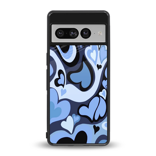 Y2K Blue Meltdown Hearts back phone cover | glass case for google pixel 7 pro