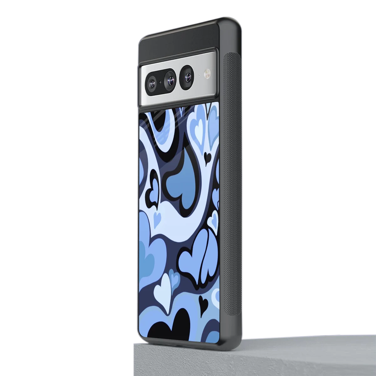 Y2K Blue Meltdown Hearts stylish phone case for google pixel 7 pro | glossy glass and slim fit