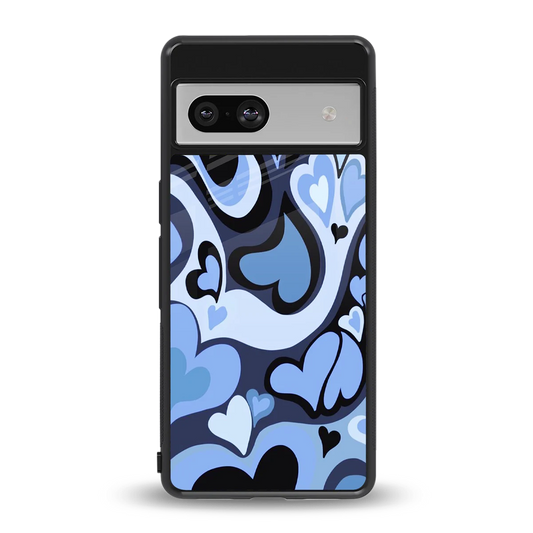 Y2K Blue Meltdown Hearts back phone cover | glass case for google pixel 7a