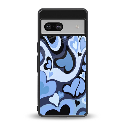Y2K Blue Meltdown Hearts back phone cover | glass case for google pixel 7
