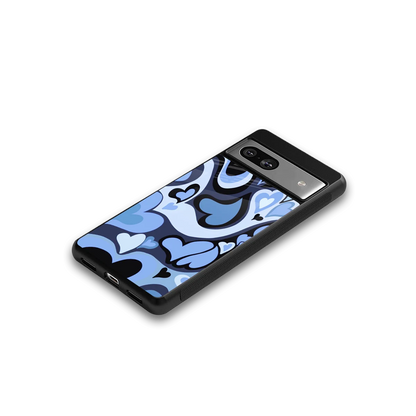 Y2K Blue Meltdown Hearts google pixel 7a mobile cover | shockproof glass phone case