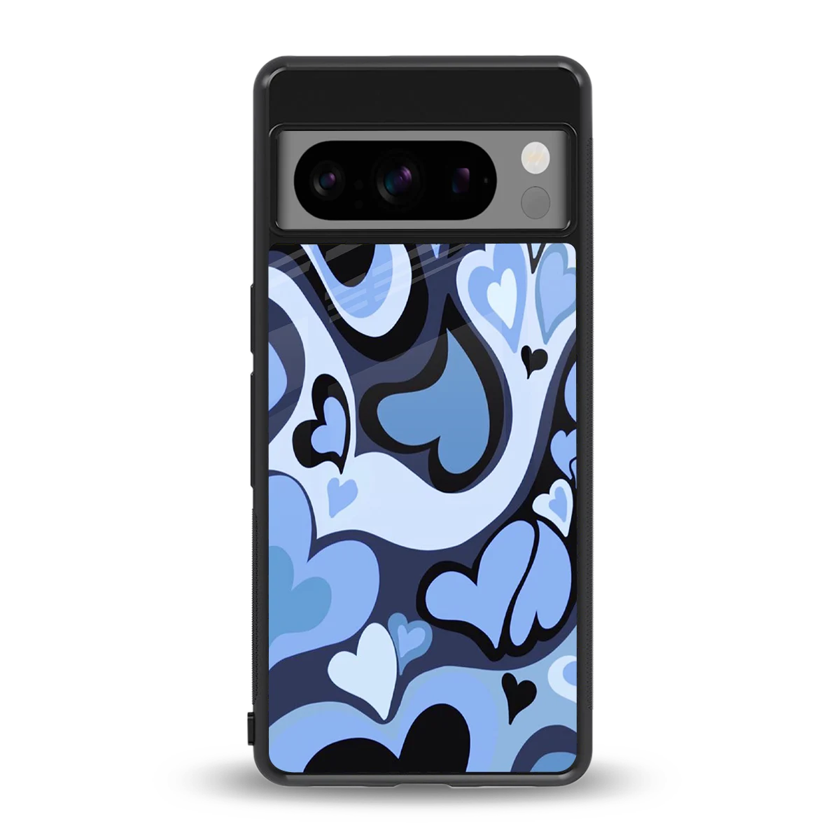 Y2K Blue Meltdown Hearts back phone cover | glass case for google pixel 8 pro