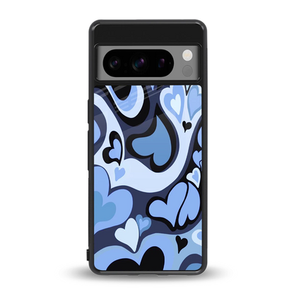 Y2K Blue Meltdown Hearts back phone cover | glass case for google pixel 8 pro