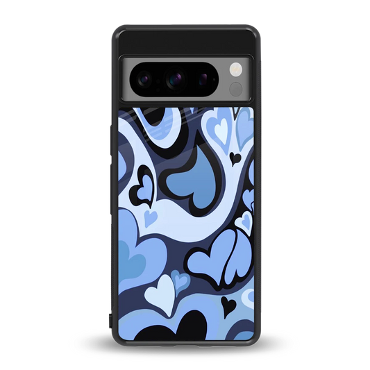 Y2K Blue Meltdown Hearts back phone cover | glass case for google pixel 8 pro