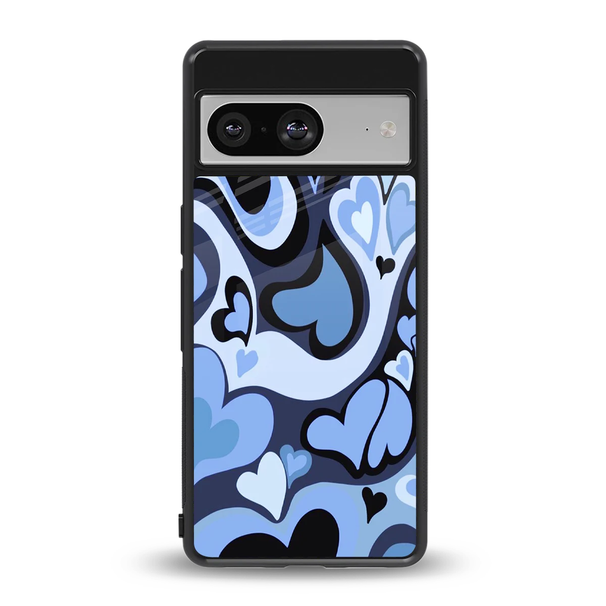 Y2K Blue Meltdown Hearts back phone cover | glass case for google pixel 8