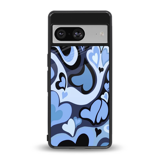 Y2K Blue Meltdown Hearts back phone cover | glass case for google pixel 8