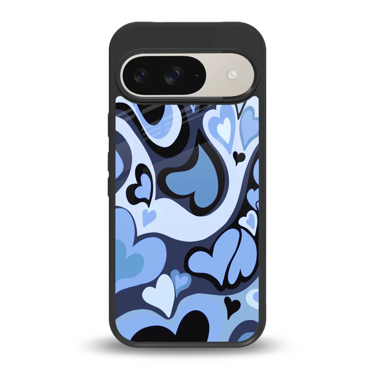 Y2K Blue Meltdown Hearts back phone cover | glass case for google pixel 9