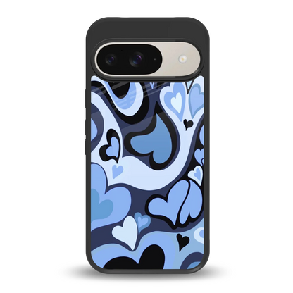 Y2K Blue Meltdown Hearts back phone cover | glass case for google pixel 9