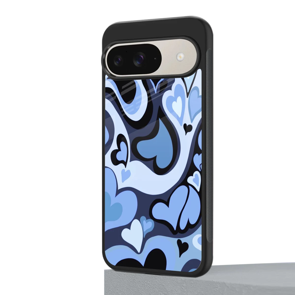 Y2K Blue Meltdown Hearts google pixel 9 mobile cover | shockproof glass phone case