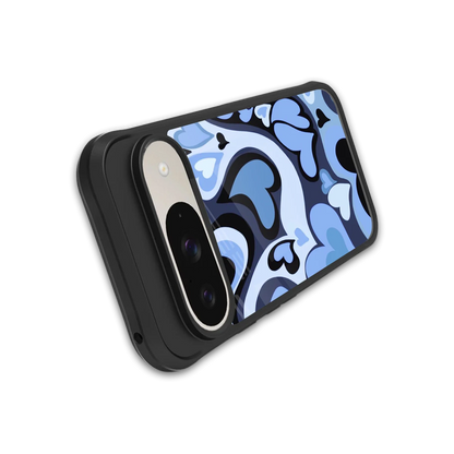 Y2K Blue Meltdown Hearts stylish phone case for google pixel 9 | glossy glass and slim fit