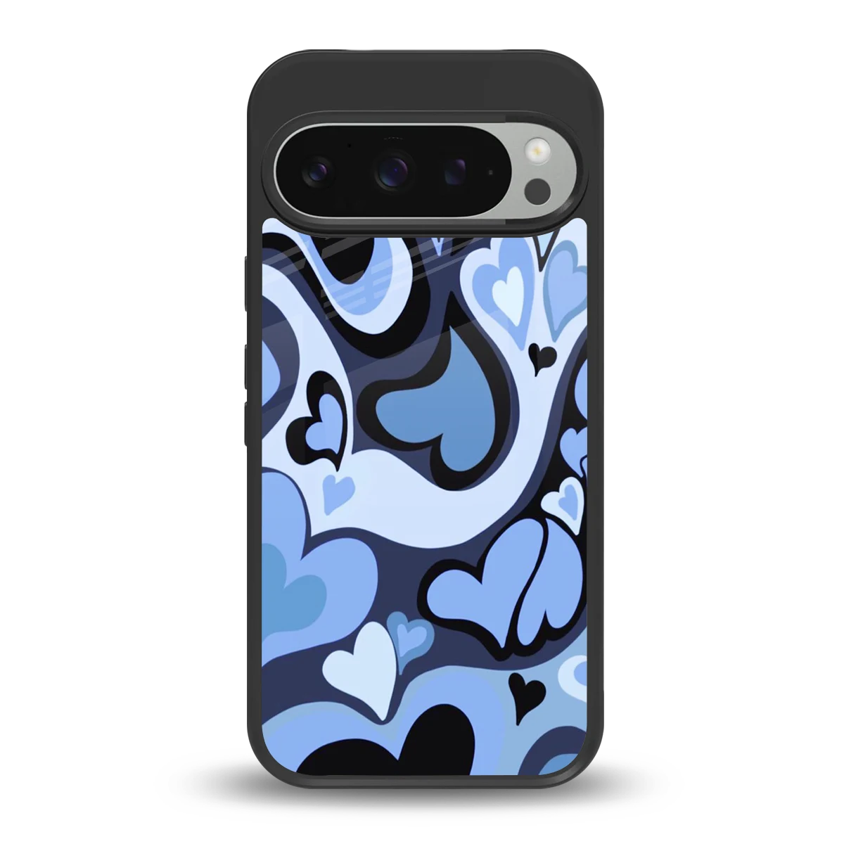 Y2K Blue Meltdown Hearts back phone cover | glass case for google pixel 9 pro