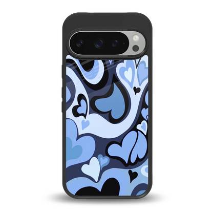 Y2K Blue Meltdown Hearts back phone cover | glass case for google pixel 9 pro xl