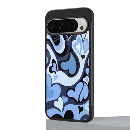 Y2K Blue Meltdown Hearts google pixel 9 pro mobile cover | shockproof glass phone case