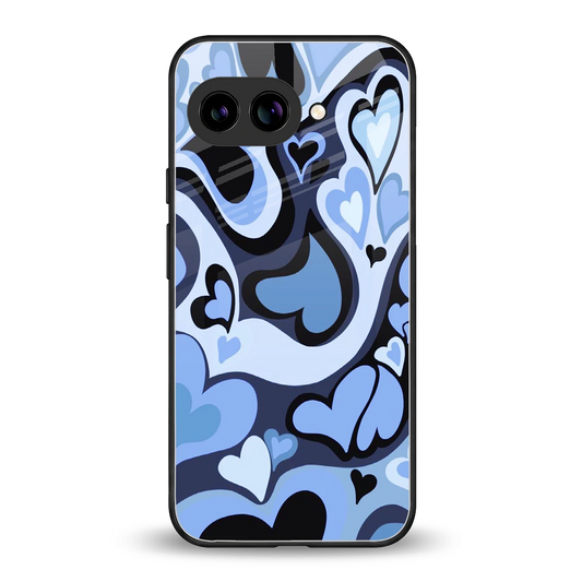 Y2K Blue Meltdown Hearts back phone cover | glass case for google pixel 10a