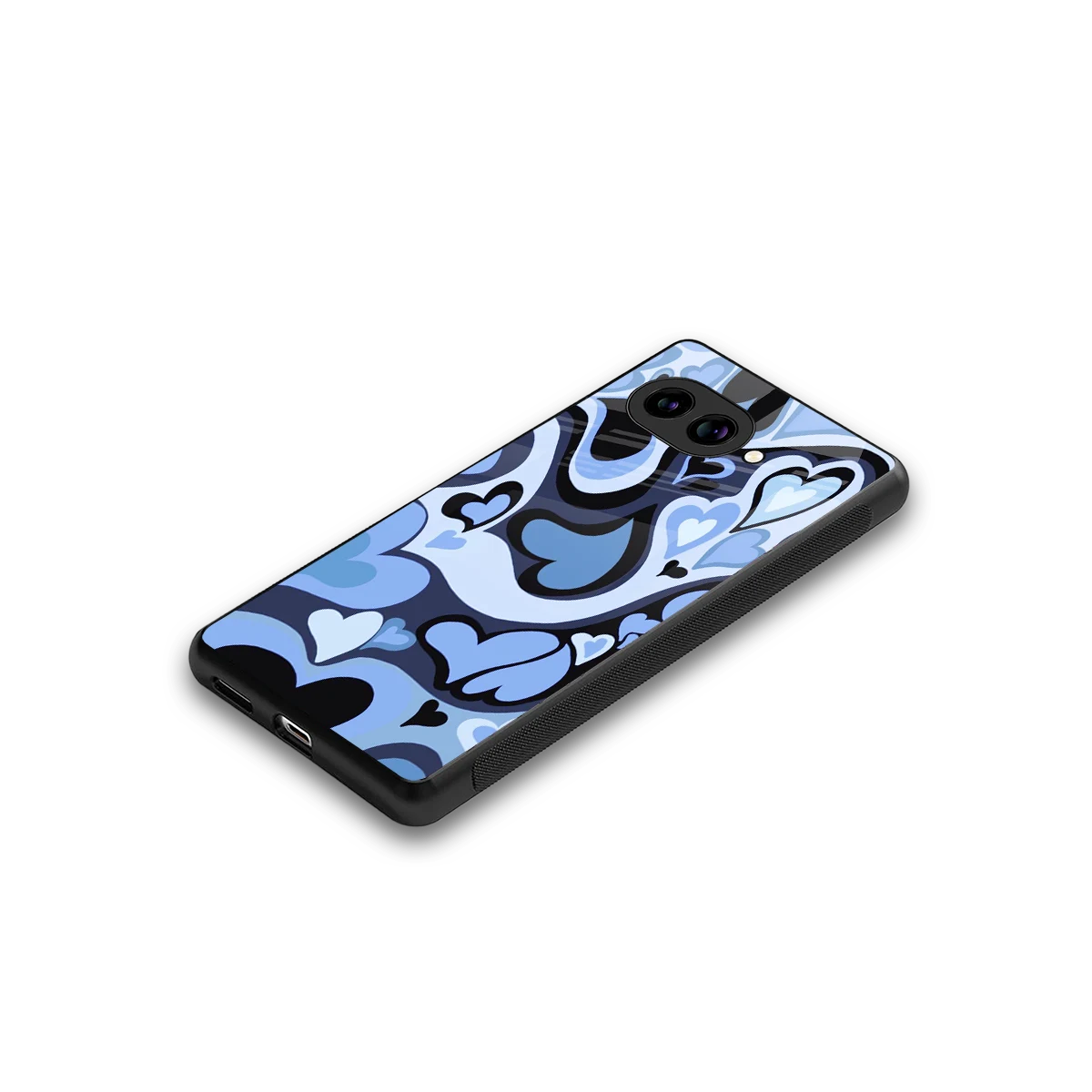 Y2K Blue Meltdown Hearts stylish phone case for google pixel 10a | glossy glass and slim fit