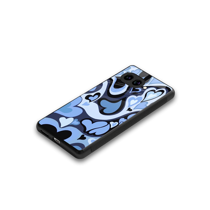 Y2K Blue Meltdown Hearts stylish phone case for google pixel 10a | glossy glass and slim fit