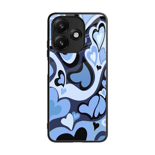 Y2K Blue Meltdown Hearts back phone cover | glass case for redmi 12 5g