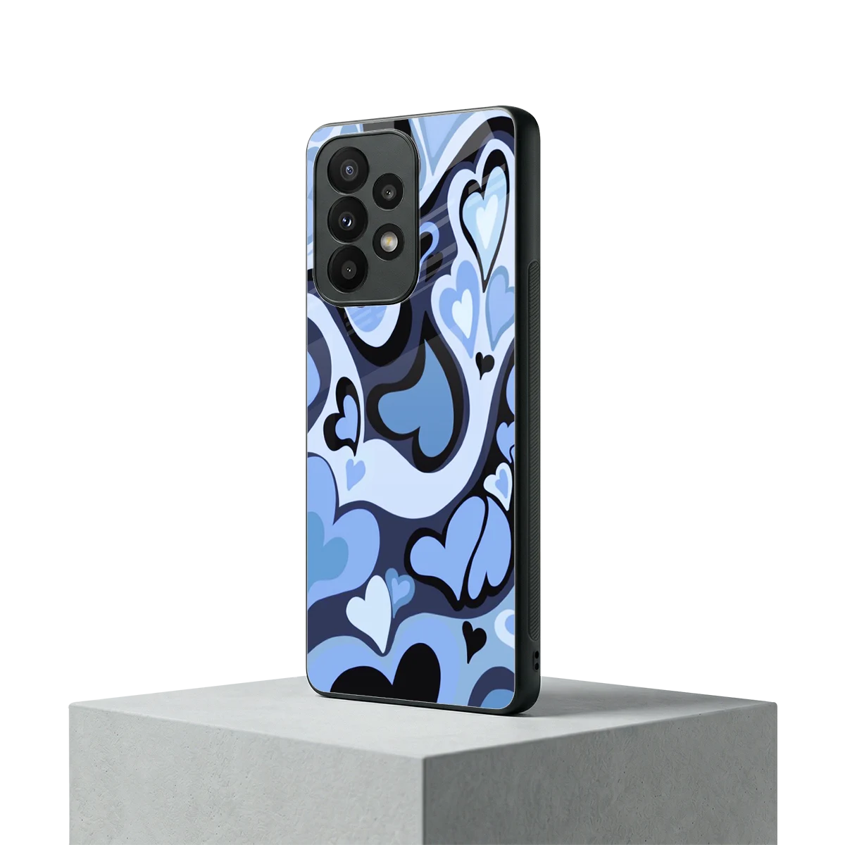 Y2K Blue Meltdown Hearts samsung galaxy a23 mobile cover | shockproof glass phone case