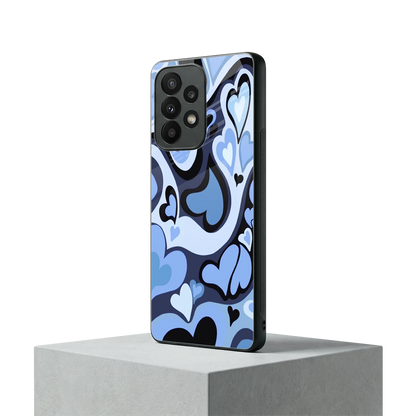 Y2K Blue Meltdown Hearts samsung galaxy a23 mobile cover | shockproof glass phone case