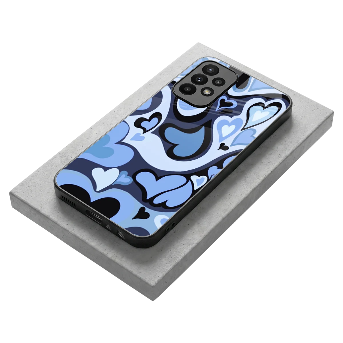 Y2K Blue Meltdown Hearts stylish phone case for samsung galaxy a23 | glossy glass and slim fit