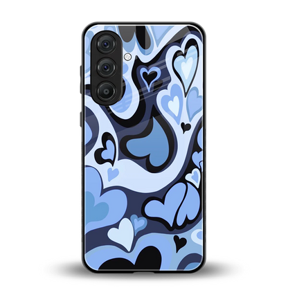 Y2K Blue Meltdown Hearts back phone cover | glass case for samsung galaxy m35 5g