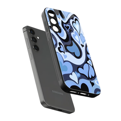 Y2K Blue Meltdown Hearts sleek samsung galaxy m35 5g cover with tempered glass back and TPU edges