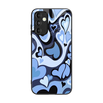 Y2K Blue Meltdown Hearts back phone cover | glass case for samsung galaxy m14 5g