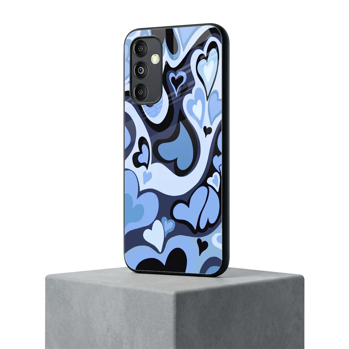 Y2K Blue Meltdown Hearts samsung galaxy m14 5g mobile cover | shockproof glass phone case