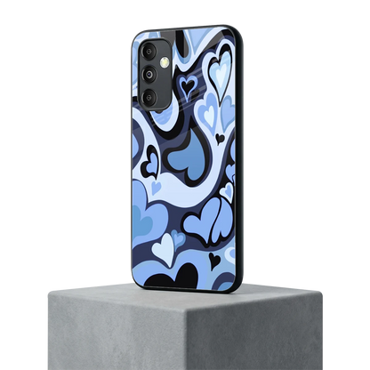 Y2K Blue Meltdown Hearts samsung galaxy m14 5g mobile cover | shockproof glass phone case