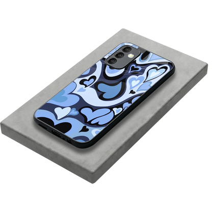 Y2K Blue Meltdown Hearts stylish phone case for samsung galaxy m14 5g | glossy glass and slim fit
