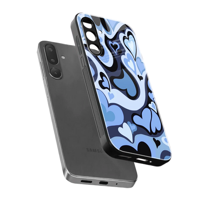 Y2K Blue Meltdown Hearts sleek samsung galaxy m36 5g cover with tempered glass back and TPU edges