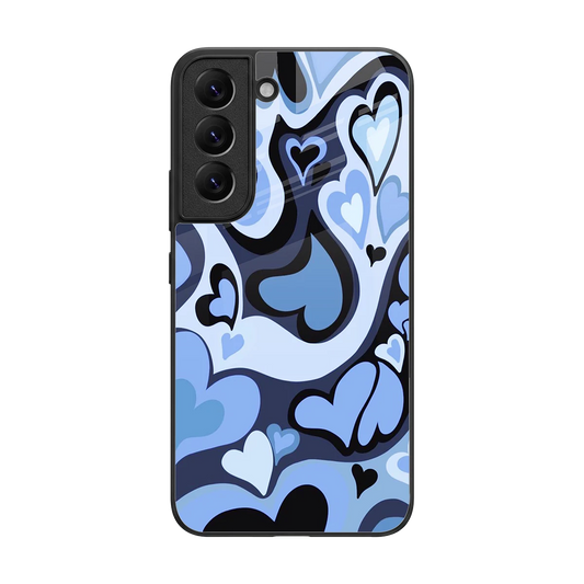 Y2K Blue Meltdown Hearts back phone cover | glass case for samsung galaxy s22