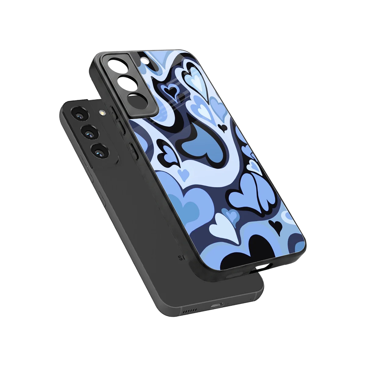 Y2K Blue Meltdown Hearts sleek samsung galaxy s22 cover with tempered glass back and TPU edges