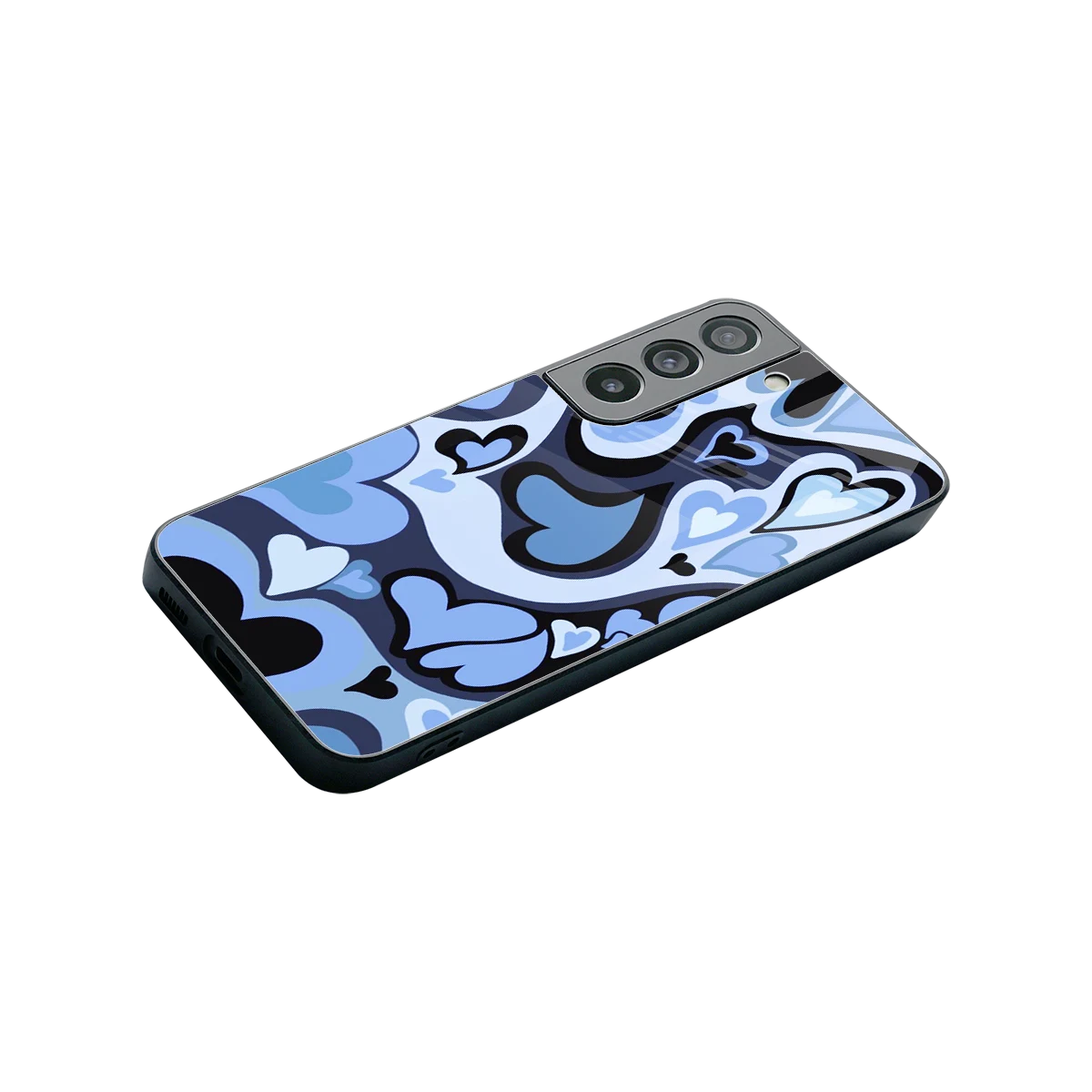 Y2K Blue Meltdown Hearts stylish phone case for samsung galaxy s22 | glossy glass and slim fit