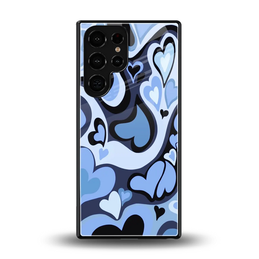 Y2K Blue Meltdown Hearts back phone cover | glass case for samsung galaxy s26 ultra