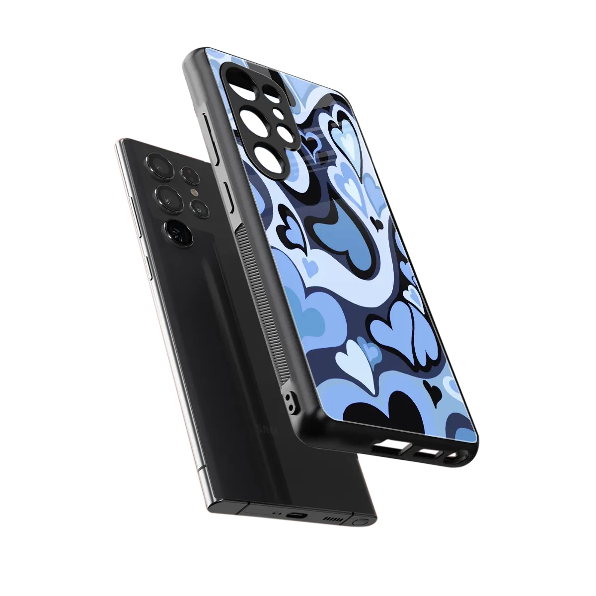 Y2K Blue Meltdown Hearts sleek samsung galaxy s26 ultra cover with tempered glass back and TPU edges