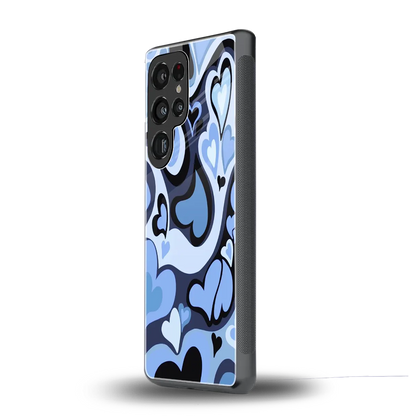 Y2K Blue Meltdown Hearts samsung galaxy s25 ultra mobile cover | shockproof glass phone case